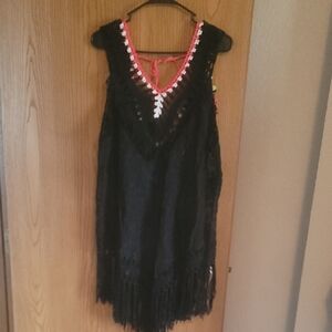 Black Fringe Cover-Up Dress